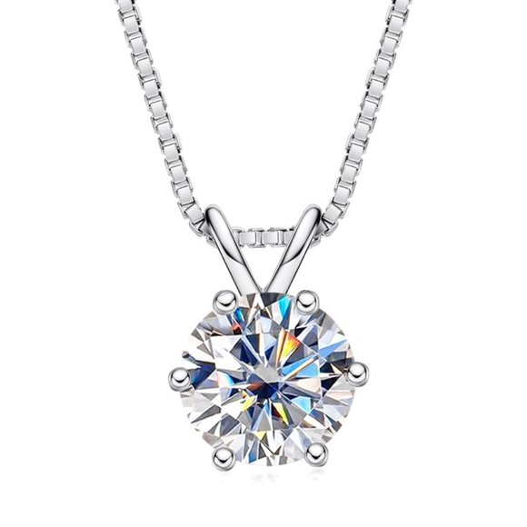 Certified 3 ct. t.w. Moissanite Diamond Solitaire Necklace NEW A - Picture 1 of 10